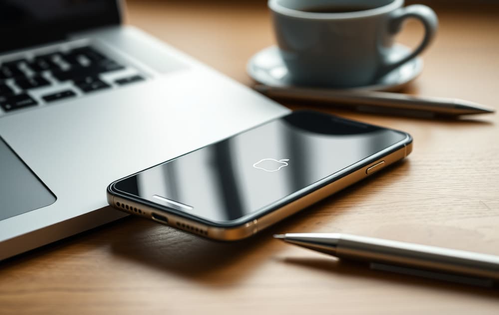 iPhone med Apple Pay-bekreftelse ved siden av laptop med odds-side