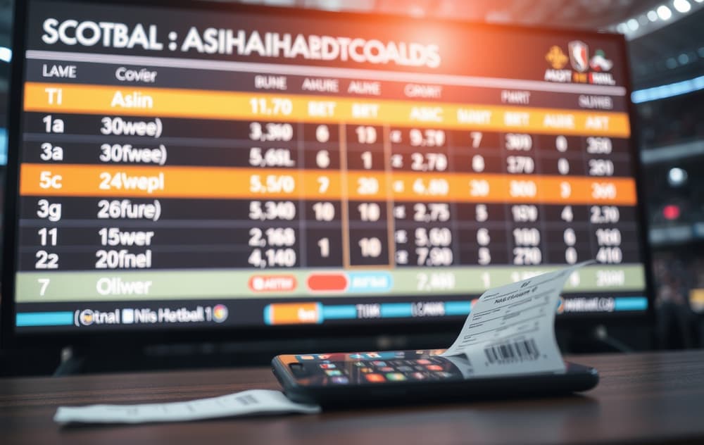 Fotballkamp med Asian handicap odds på skjerm og spillkupong